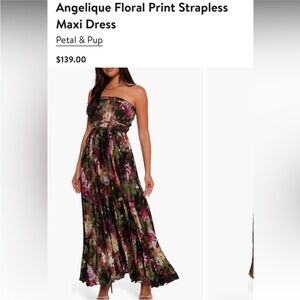 Petal & Pup Strapless Floral Maxi Dress - Black and Pink
